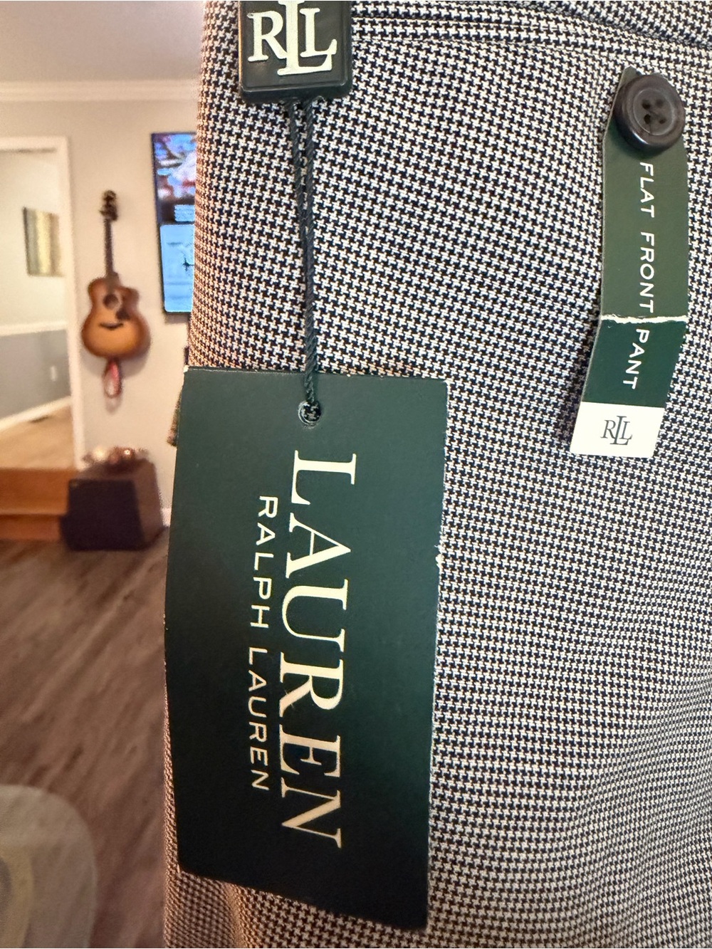 Ralph Lauren Neville Black White Micro Check Flat Front Dress Pants 34x32 NWT - Picture 7 of 13